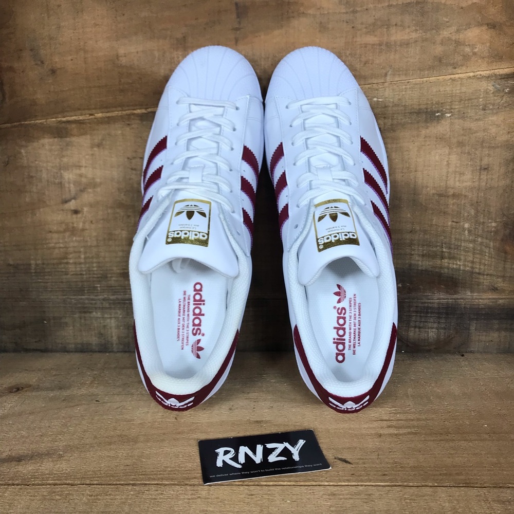 NEW Adidas Superstar Shell Toe White Red - Picture 5 of 6